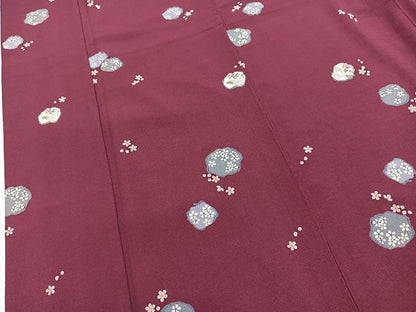 平和屋着物■小紋　草花文　洗える着物　BAAX9452yc