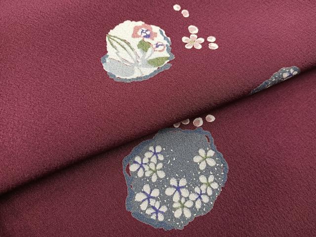 平和屋着物■小紋　草花文　洗える着物　BAAX9452yc