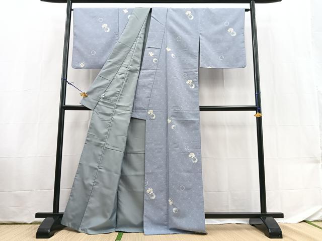 平和屋着物■小紋　雪輪花文　洗える着物　BAAX9453yc