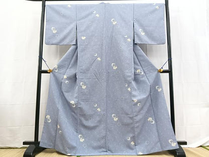 平和屋着物■小紋　雪輪花文　洗える着物　BAAX9453yc