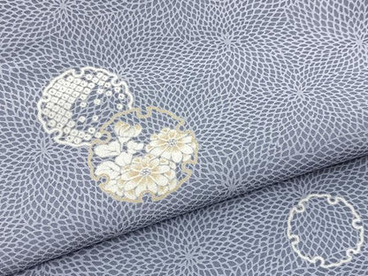 平和屋着物■小紋　雪輪花文　洗える着物　BAAX9453yc