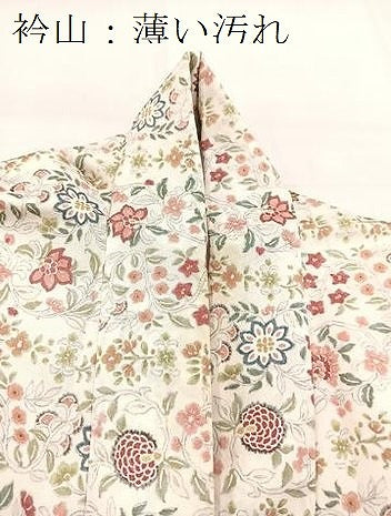 平和屋着物■小紋　更紗花文　洗える着物　BAAX9454yc