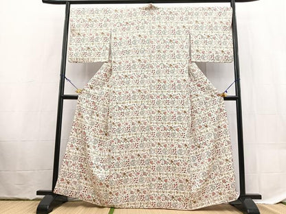 平和屋着物■小紋　更紗花文　洗える着物　BAAX9454yc