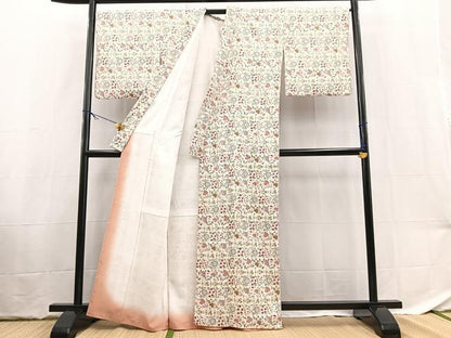 平和屋着物■小紋　更紗花文　洗える着物　BAAX9454yc