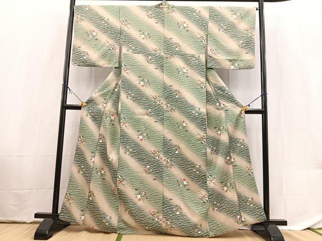 平和屋着物■小紋　芝草花文　洗える着物　BAAX9455yc