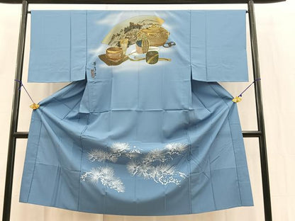 平和屋着物■男性　長襦袢　無双仕立て　茶道具　金彩　洗える着物　未使用　BAAX9456yc