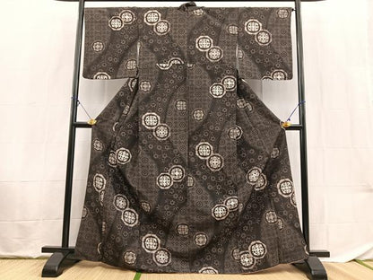 平和屋着物■小紋　亀甲花文　暈し染め　洗える着物　BAAX9459yc