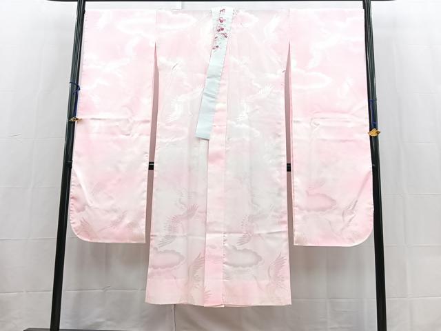 平和屋着物■振袖用長襦袢　無双仕立て　飛鶴地紋　暈し染め　半衿刺繍　洗える着物　BAAX9461yc