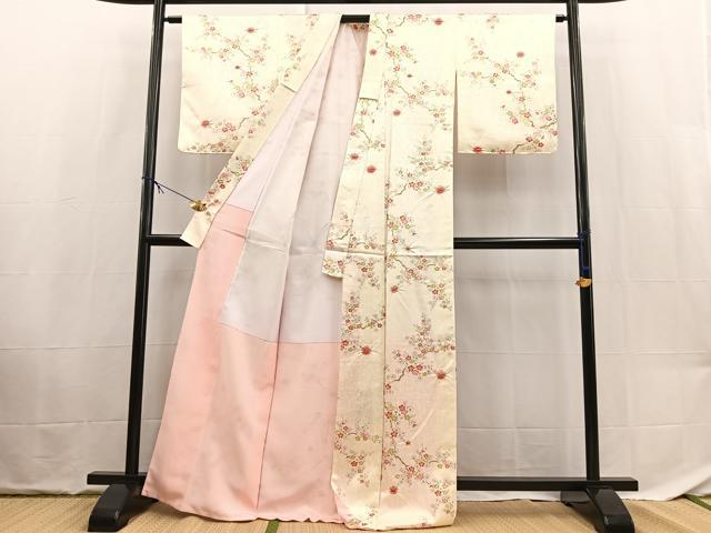 平和屋着物■小紋　絞り　枝梅文　洗える着物　BAAX9462yc