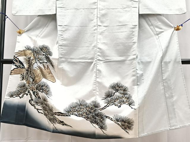 平和屋着物▽男性　色留訪問着　単衣　鷹笠松文　暈し染め　金彩　洗える着物　BAAX9467yc
