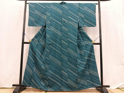 平和屋着物■小紋　斜線文　洗える着物　BAAX9468yc　