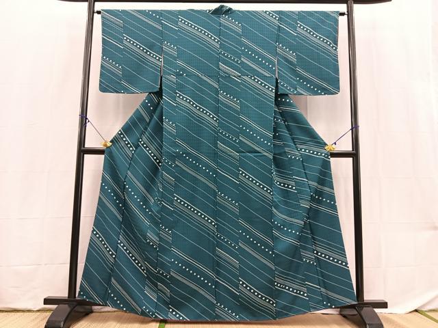 平和屋着物■小紋　斜線文　洗える着物　BAAX9468yc　