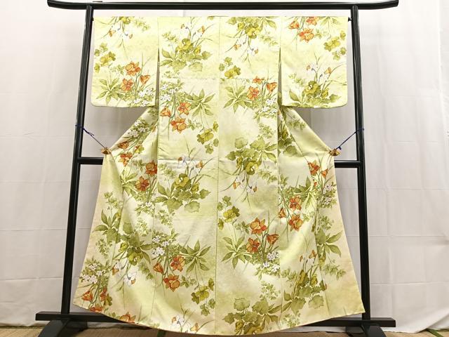 平和屋着物■小紋　草花文　暈し染め　洗える着物　BAAX9471yc