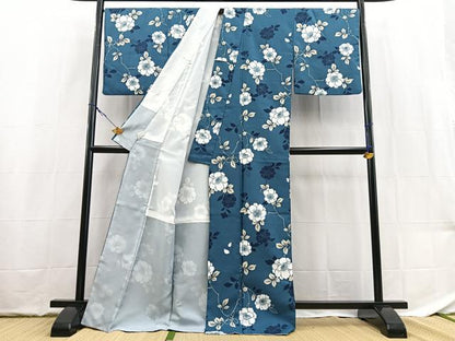 平和屋着物■小紋　椿文　洗える着物　BAAX9473yc