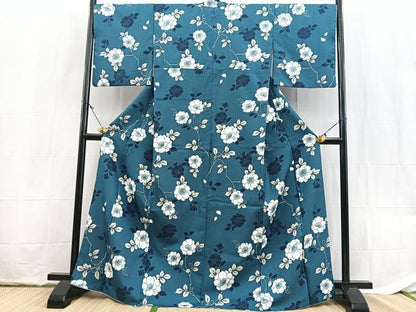 平和屋着物■小紋　椿文　洗える着物　BAAX9473yc