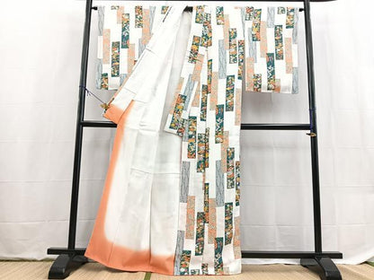 平和屋着物■小紋　熨斗花文　洗える着物　未使用　BAAX9475yc