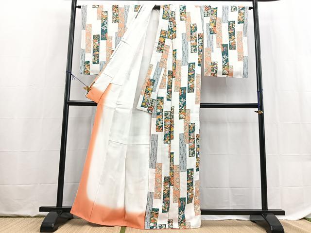 平和屋着物■小紋　熨斗花文　洗える着物　未使用　BAAX9475yc