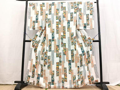 平和屋着物■小紋　熨斗花文　洗える着物　未使用　BAAX9475yc
