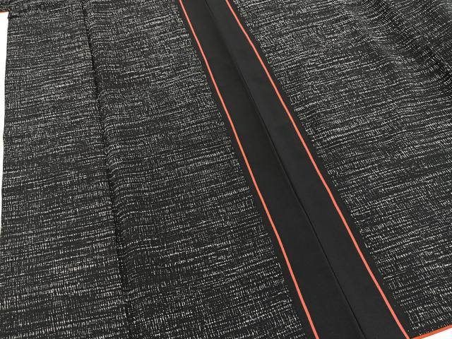 平和屋着物■小紋　霞文　黒地　洗える着物　BAAX9477yc