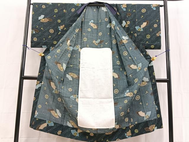 平和屋着物■男性　長襦袢　無双仕立て　吉祥文　未使用　BAAX9484yc