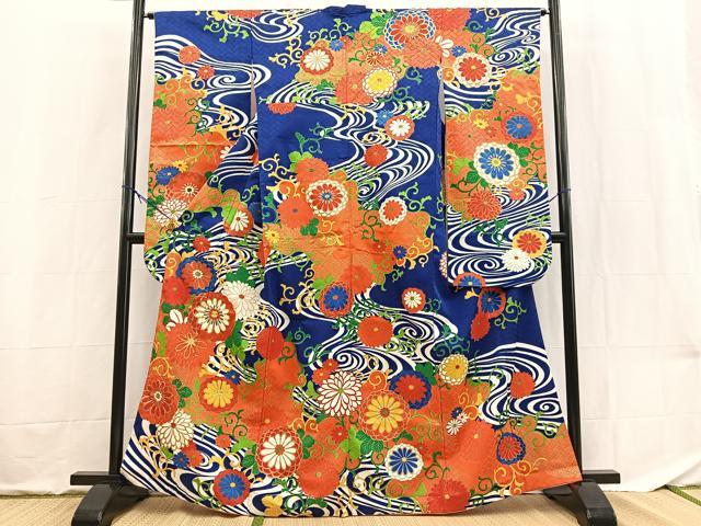 平和屋着物■振袖　駒刺繍　菊水文　金彩　洗える着物　BAAX9485yc