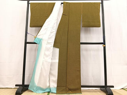 平和屋着物■小紋　幾何学文様　鬼しぼ縮緬　洗える着物　BAAX9487yc