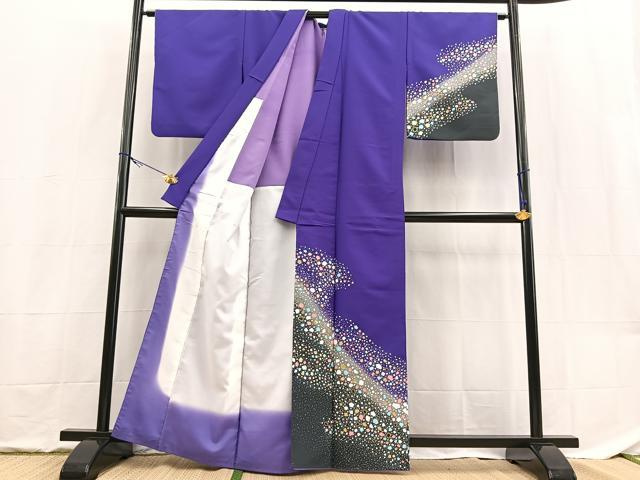 平和屋着物■訪問着　背抜き仕立て　箔散らし文様　暈し染め　金彩　洗える着物　BAAX9489yc