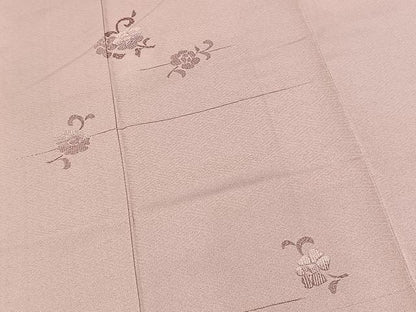 平和屋着物■中国三大刺繍　相良刺繍　色留訪問着　総刺繍　花唐草文　薄柿色　洗える着物　BAAX9492yc