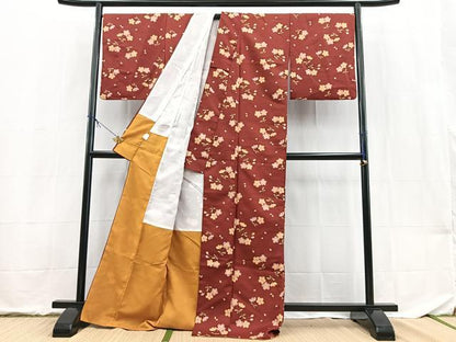 平和屋着物■小紋　草花文　洗える着物　BAAX9493yc