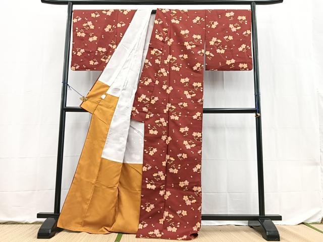 平和屋着物■小紋　草花文　洗える着物　BAAX9493yc