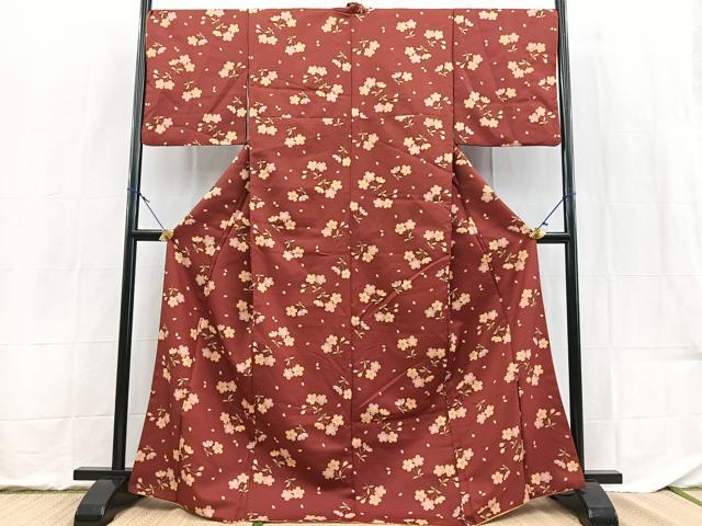 平和屋着物■小紋　草花文　洗える着物　BAAX9493yc