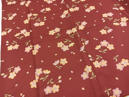 平和屋着物■小紋　草花文　洗える着物　BAAX9493yc