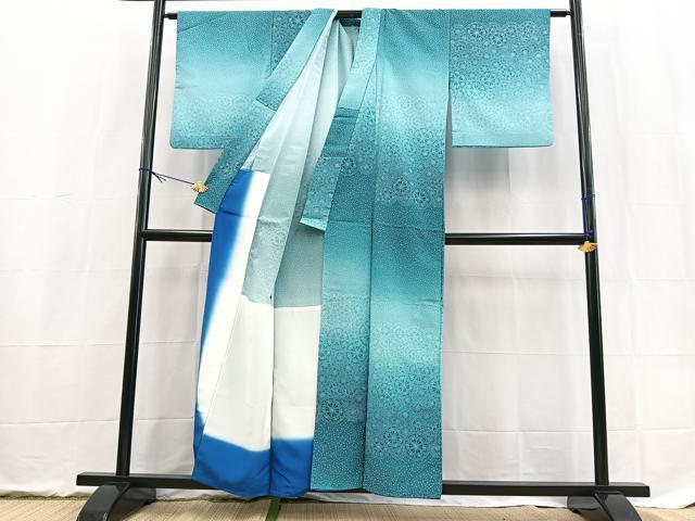 平和屋着物■訪問着　胴抜き仕立て　源氏車花文　暈し染め　洗える着物　BAAX9494yc
