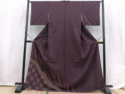 平和屋着物■訪問着　草花文　洗える着物　BAAX9495yc
