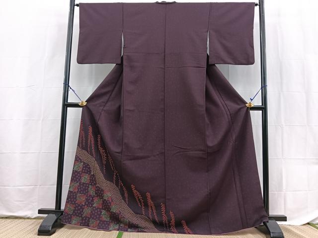 平和屋着物■訪問着　草花文　洗える着物　BAAX9495yc