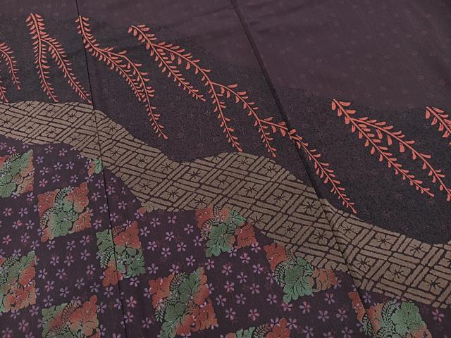 平和屋着物■訪問着　草花文　洗える着物　BAAX9495yc