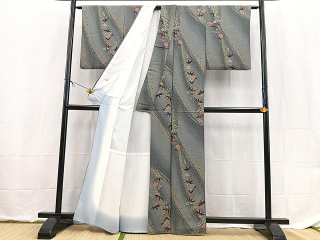 平和屋着物■小紋　竹梅文　洗える着物　BAAX9497yc