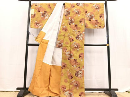 平和屋着物■小紋　雪輪花文　洗える着物　未使用　BAAX9498yc