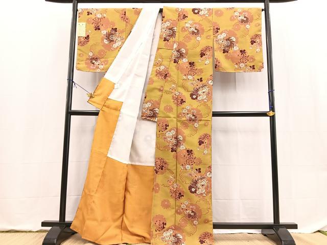 平和屋着物■小紋　雪輪花文　洗える着物　未使用　BAAX9498yc