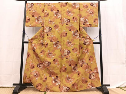 平和屋着物■小紋　雪輪花文　洗える着物　未使用　BAAX9498yc