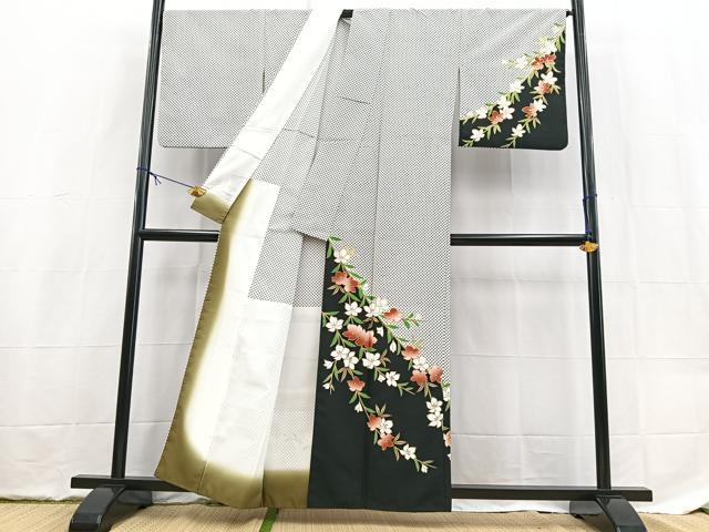 平和屋着物■訪問着　胴抜き仕立て　枝垂れ花文　金彩　洗える着物　BAAX9503yc