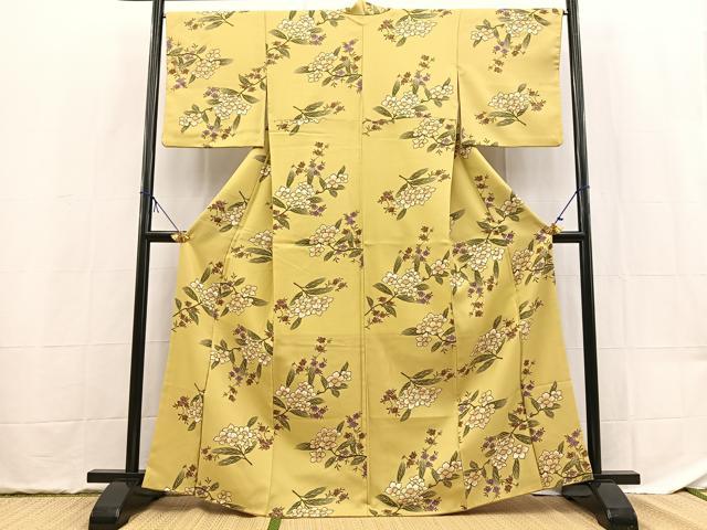 平和屋着物■小紋　草花文　洗える着物　BAAX9507yc