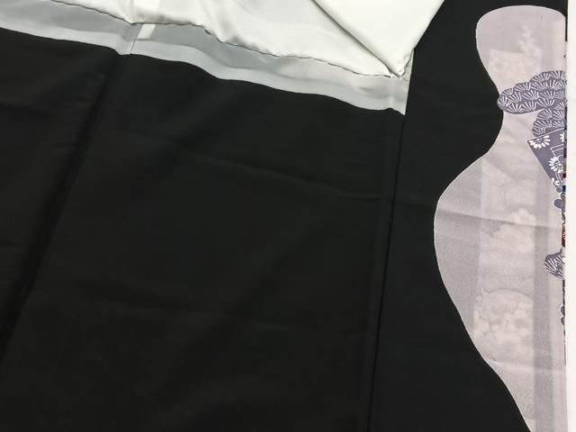 平和屋着物■黒留袖　松竹梅風景文　金彩　洗える着物　BAAX9509yc