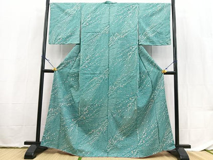 平和屋着物■小紋　草葉文　洗える着物　未使用　BAAX9511yc