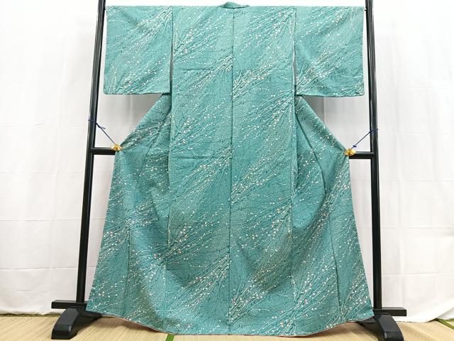 平和屋着物■小紋　草葉文　洗える着物　未使用　BAAX9511yc