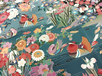 平和屋着物■豪華黒留袖　友禅　作家物　鴛鴦花文　正絹　逸品　BAAX9516yc