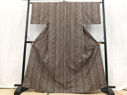 平和屋着物■上質な小紋　紬地　更紗間道　正絹　逸品　BAAX9517yc
