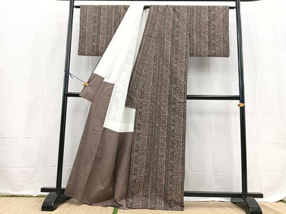 平和屋着物■上質な小紋　紬地　更紗間道　正絹　逸品　BAAX9517yc