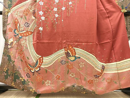 平和屋着物■豪華振袖　花蝶文　暈し染め　金彩　正絹　逸品　BAAX9518yc