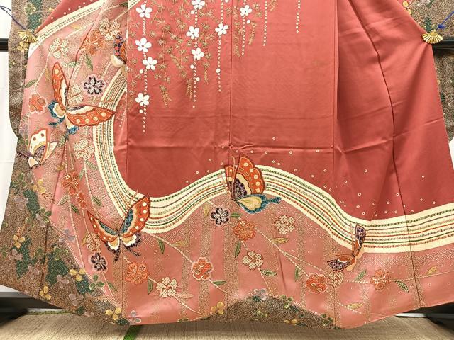 平和屋着物■豪華振袖　花蝶文　暈し染め　金彩　正絹　逸品　BAAX9518yc